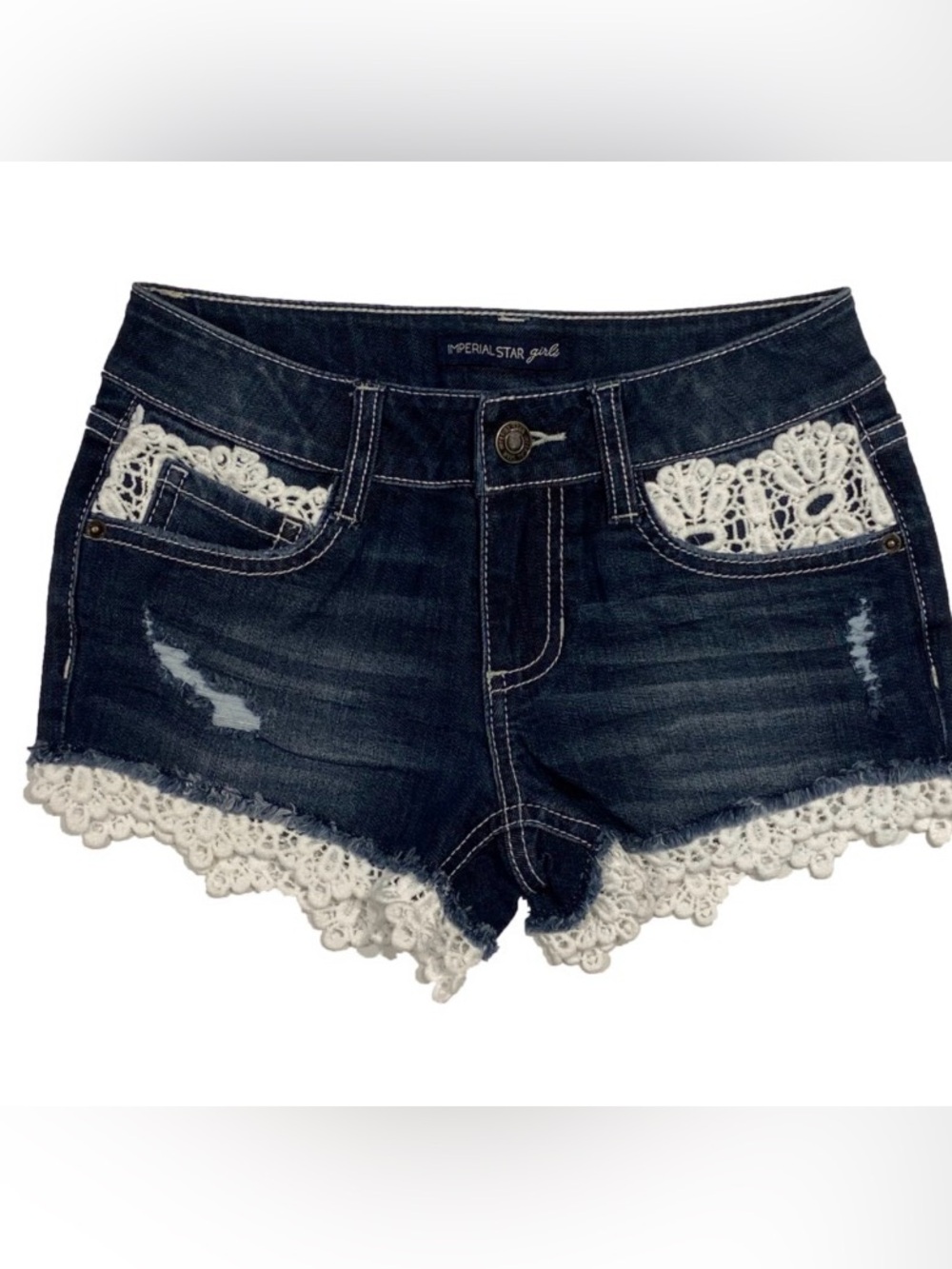 New Imperial Star Big Girls Denim Shortie - Faith Wash Size 16